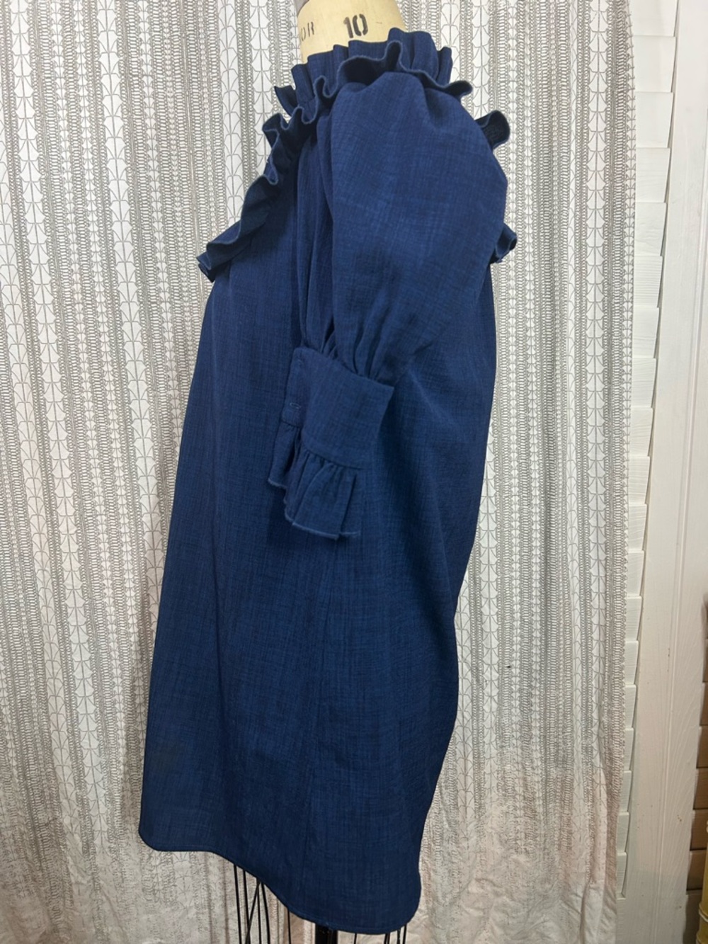 Navy Ruffle-Trim Dress - Picture 3 of 5